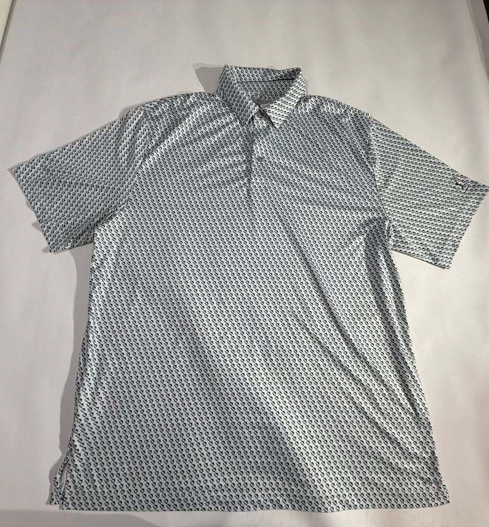 PGA Tour Pro Series Athletic Fit Polo Geometric Print Golf Mens XLT